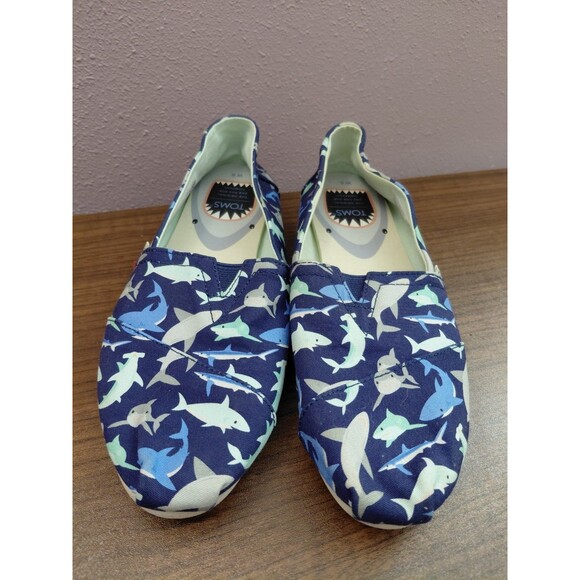 Toms Alpargata Women's Size 8 Slip On Flats Multi Shark Pattern - Picture 2 of 7